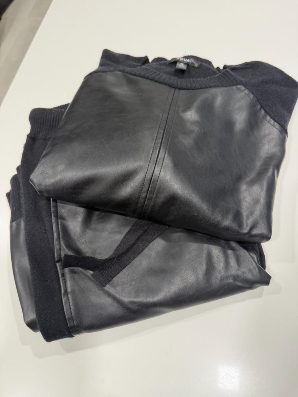 Aqua Black Faux Leather Panel track suit limited edition